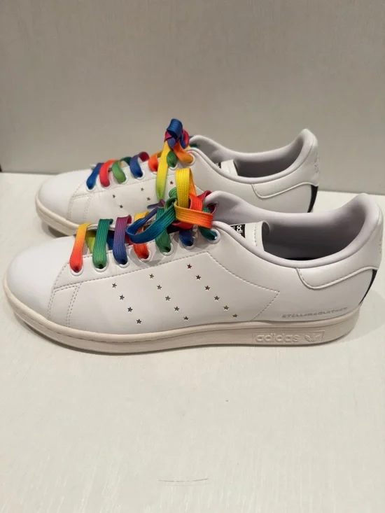 Adidas x Stella McCartney Stan Smith Sneakers Rainbow Laces White Size 9.5 Men - Picture 7 of 16
